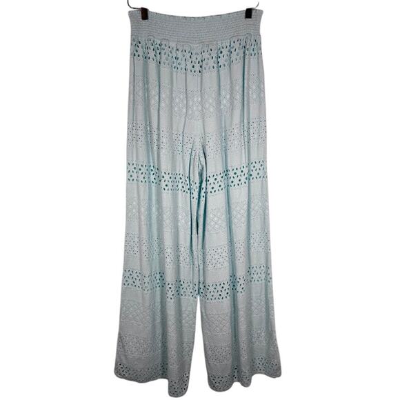 Alice + Olivia Russell Eyelet Pull-On Pants XL Powder Blue Wide Leg Chic - Picture 4 of 9